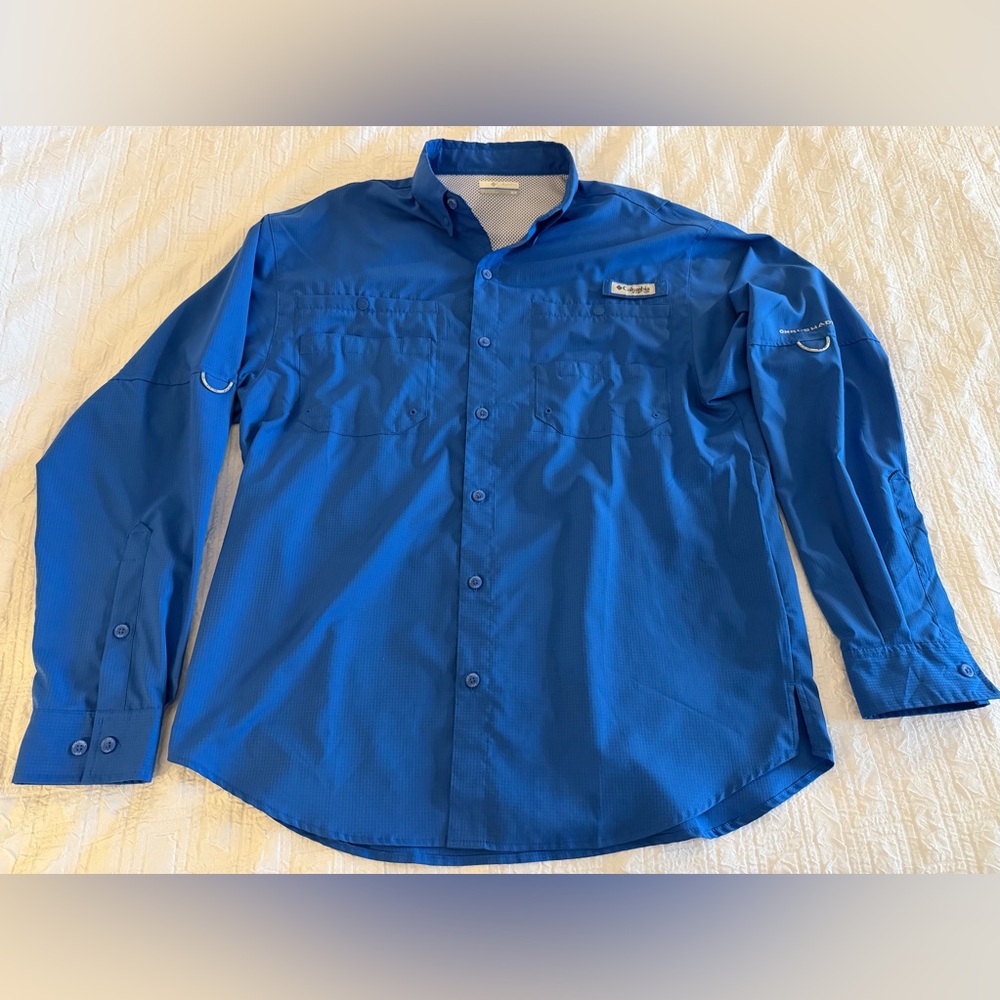 Columbia PFG Shirt Royal Blue Vented Mesh Omni-Shade Long Sleeve Men’s Medium
